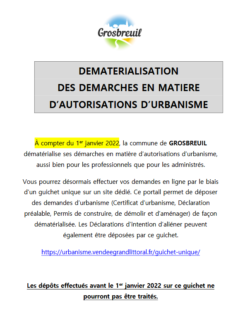 DEMATERIALISATION DES DEMARCHES - URBANISME